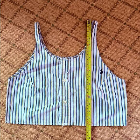 Polo by Rsalph Lauren striped button down cropped tank NWOT M/L - Picture 4 of 9